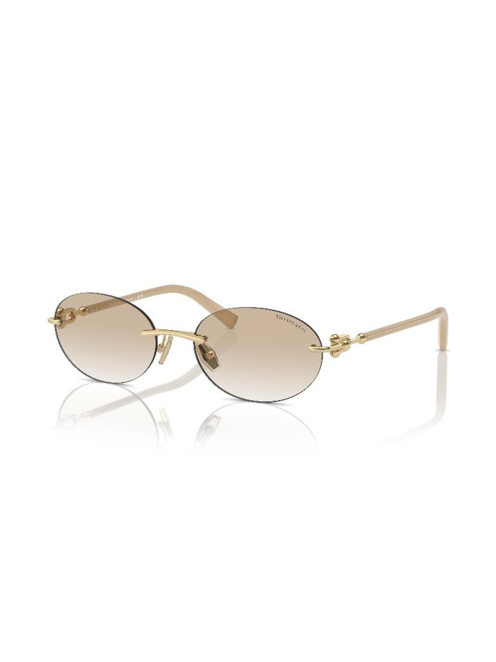New Tiffany Women's Sunglasses Gold Round Grey Lens Metal Frame TF3104D 617811